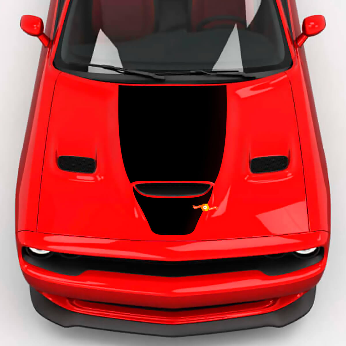 Hood Wrap Central Hemi Hood Blackout Vinyl Decal Sticker for Dodge Challenger
