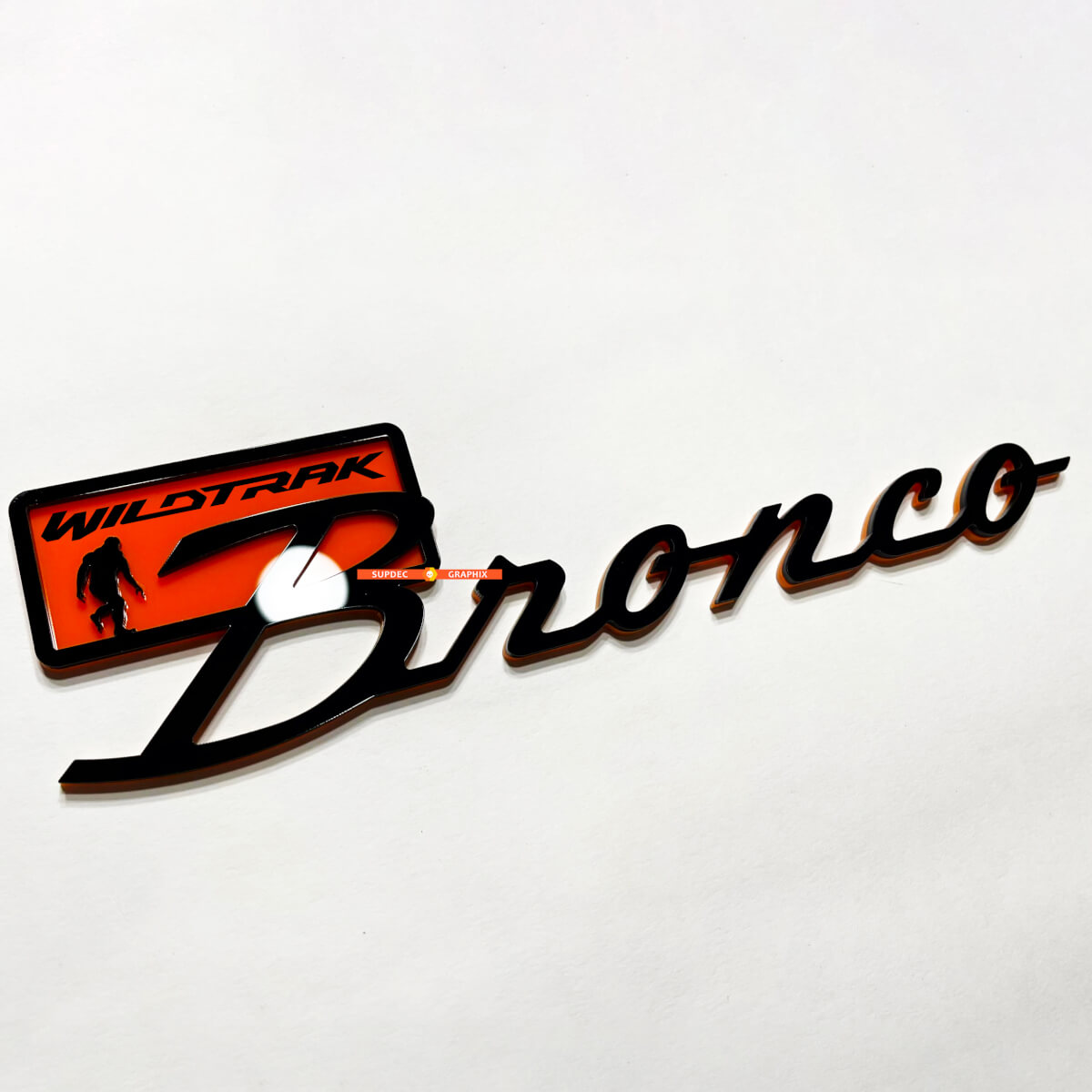 Bronco Wildtrak Fender Badges Tailgate Emblem 3D Badge Black vs Orange