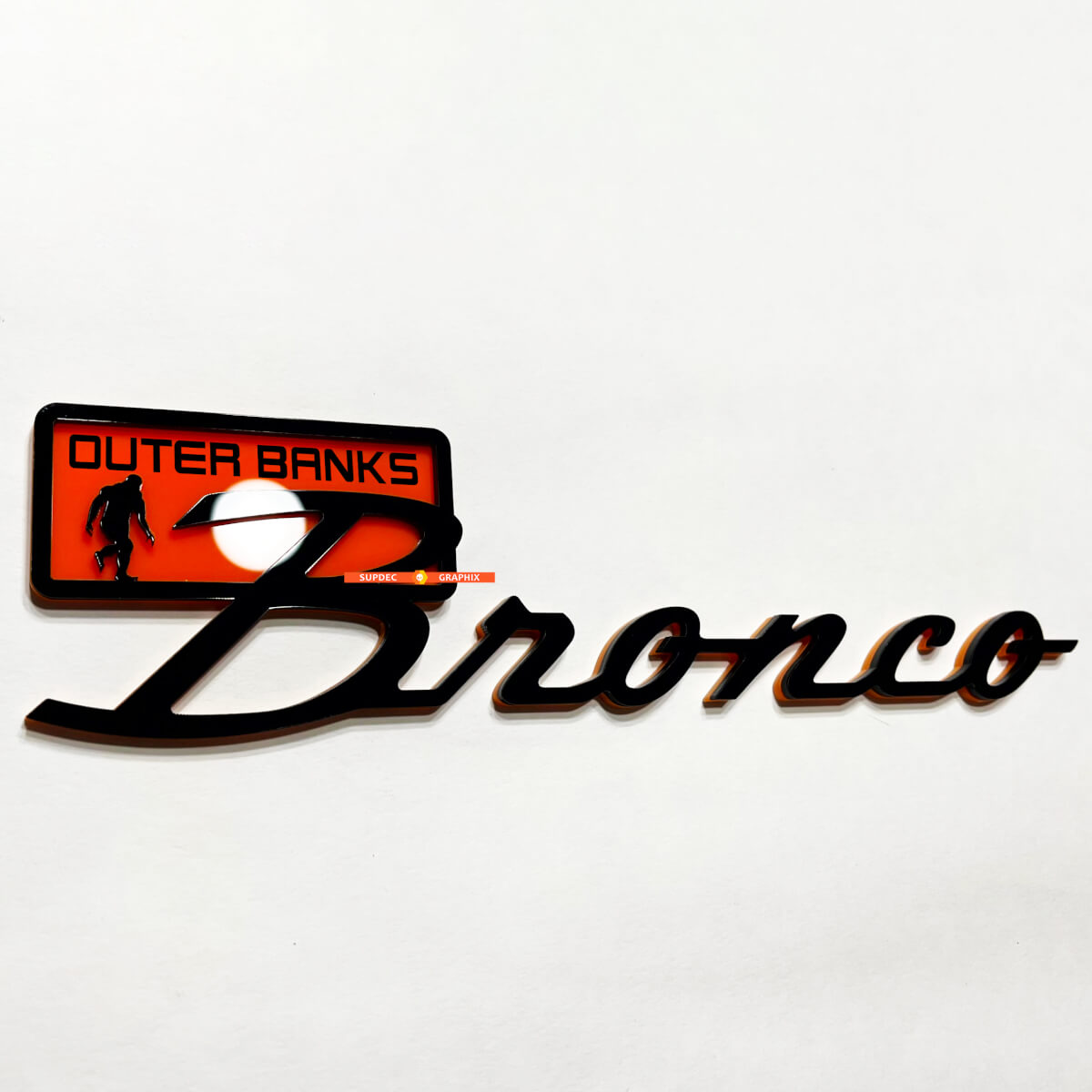 Bronco Outer Banks Fender Badges Tailgate Emblem 3D Badge Black vs Orange