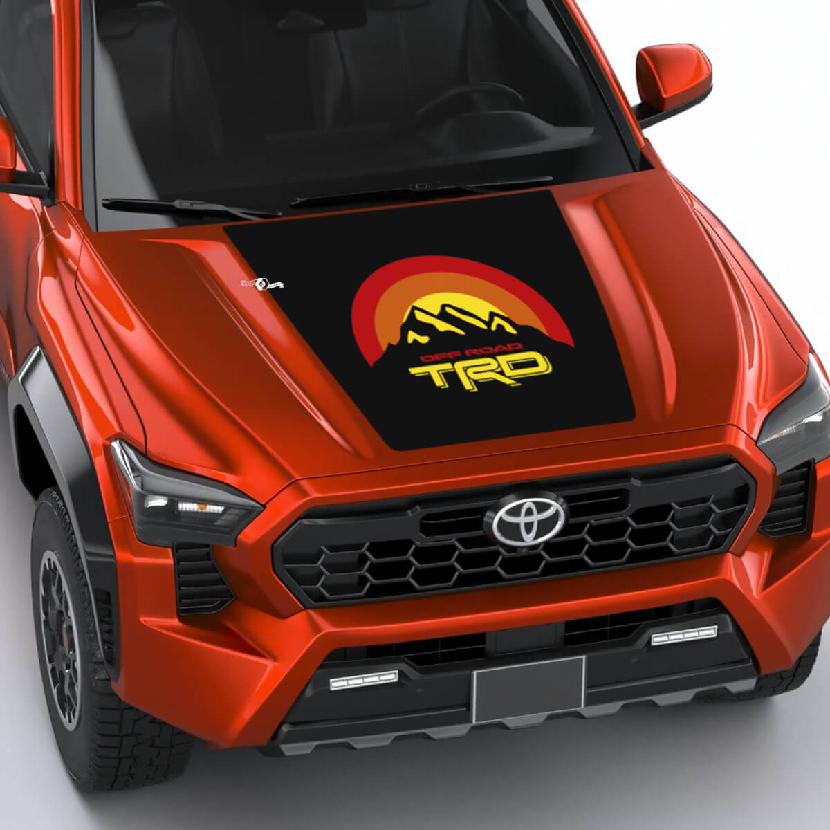 TRD Mountains Vintage Retro Heritage Sun Stripes Hood decal Sticker for Toyota Tacoma 4th gen