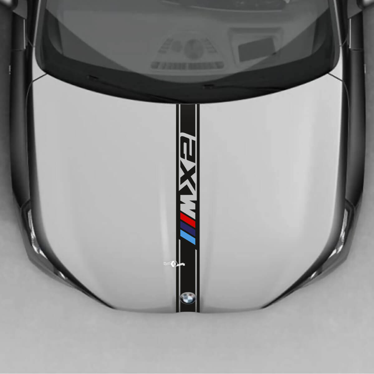 BMW X2 U10 Hood Checkered Stripe Decal - Vinyl M Performance