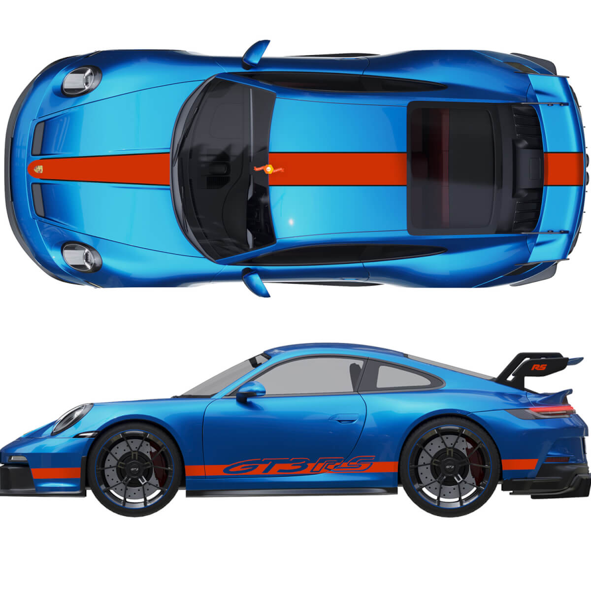 Stickers Kit Hood Roof Tail Spoiler Stripes for Porsche 991 gt3 RS