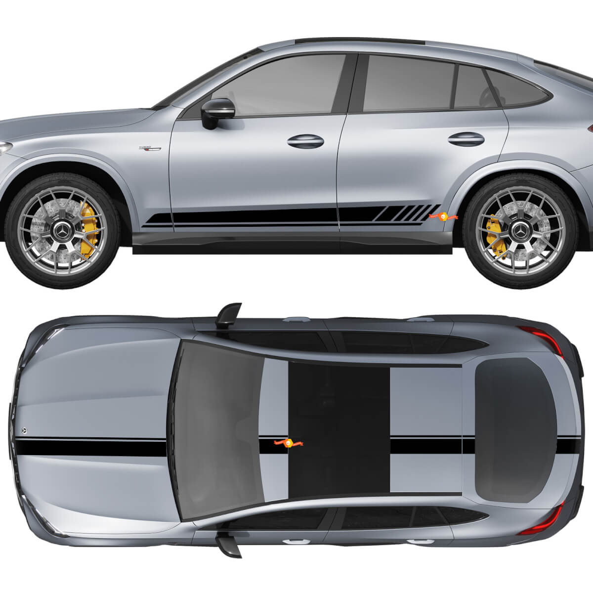 AMG Edition 1 Package Side & Hood Roof Trunk Stripes Decals Kit Vinyl Graphics Stickers for Mercedes GLC63
