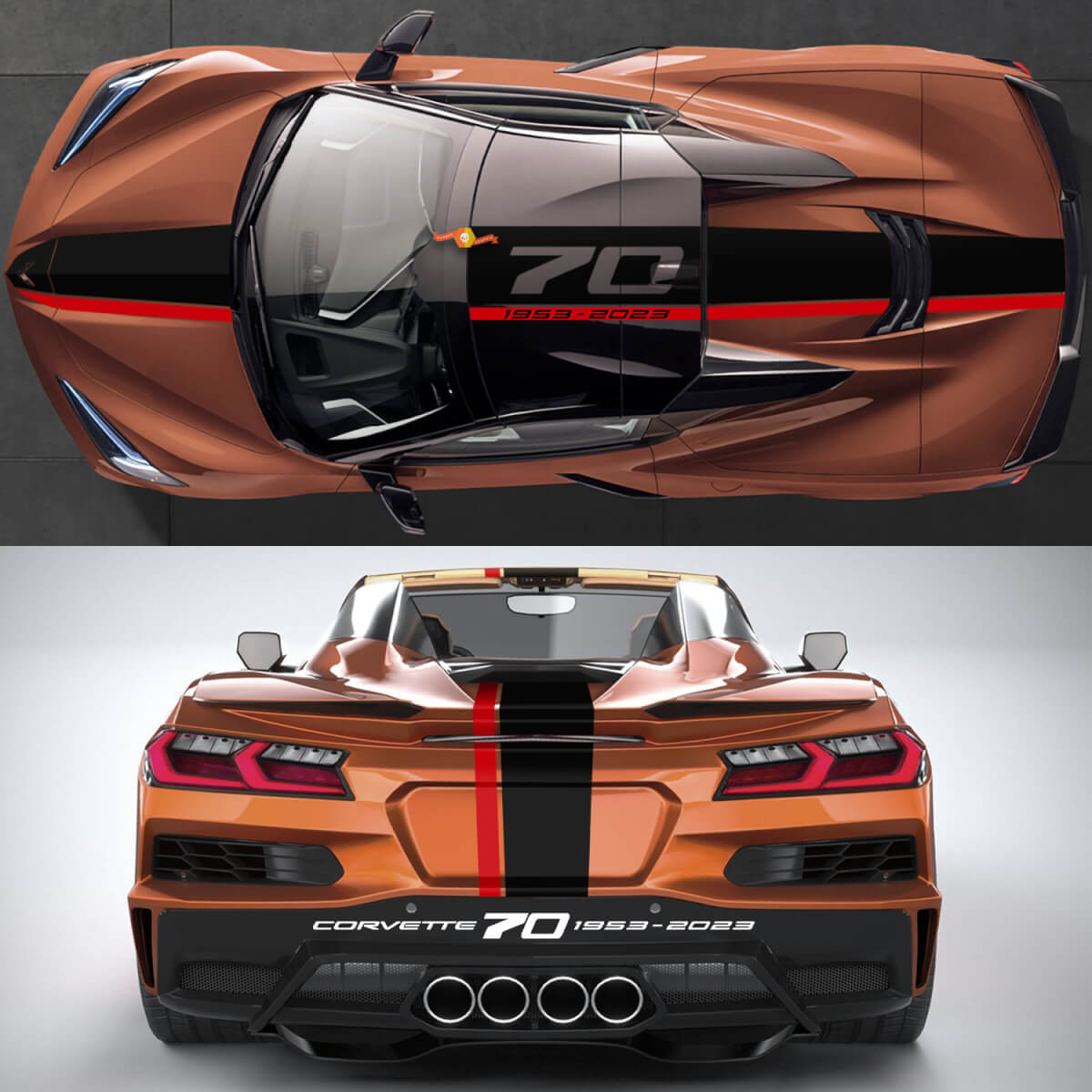 70th Anniversary Kit Decals Stickers Stripes for Chevrolet Corvette convertible C8