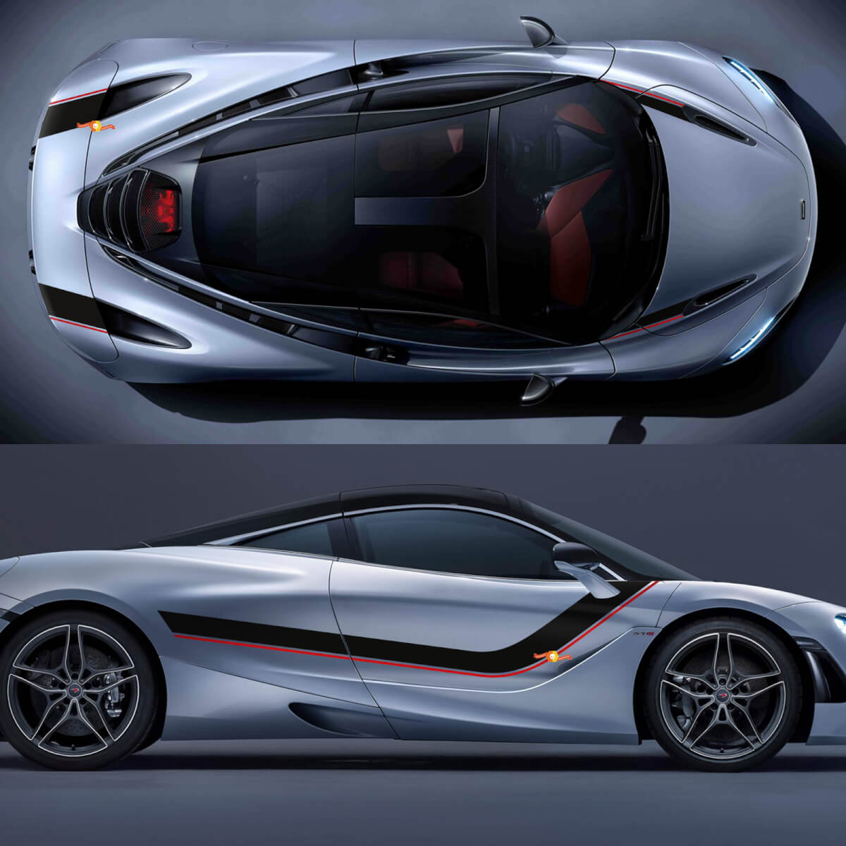 McLaren 720S Full body Hood Side Stripes Graphics Vinyl Decal Sticker