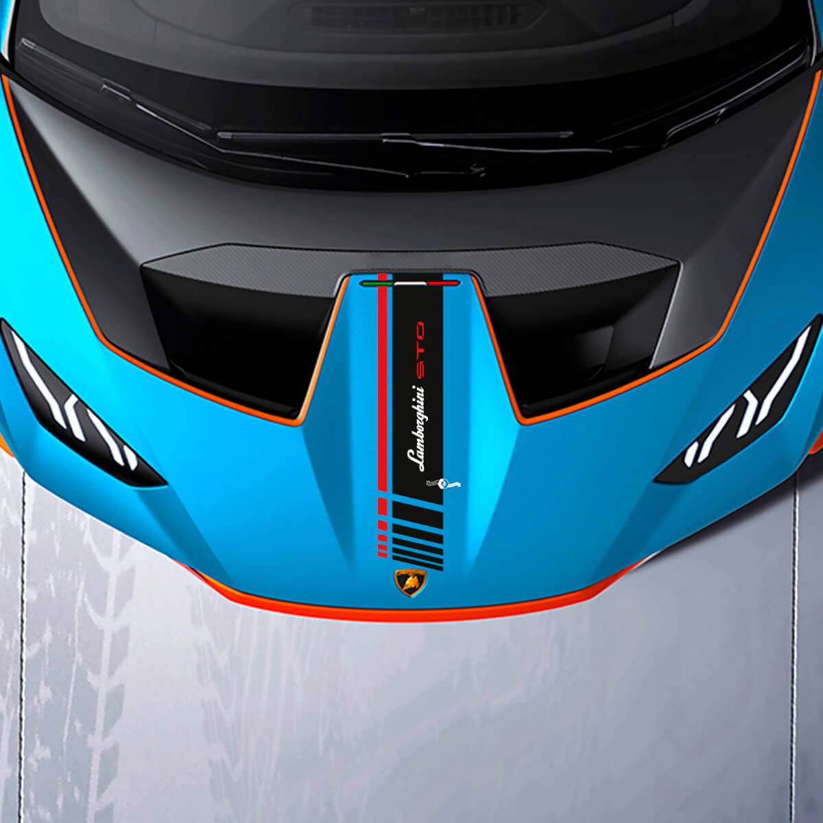 Hood Central Stripe Racing Vinyl Decal Sticker Graphics for Lamborghini STO
