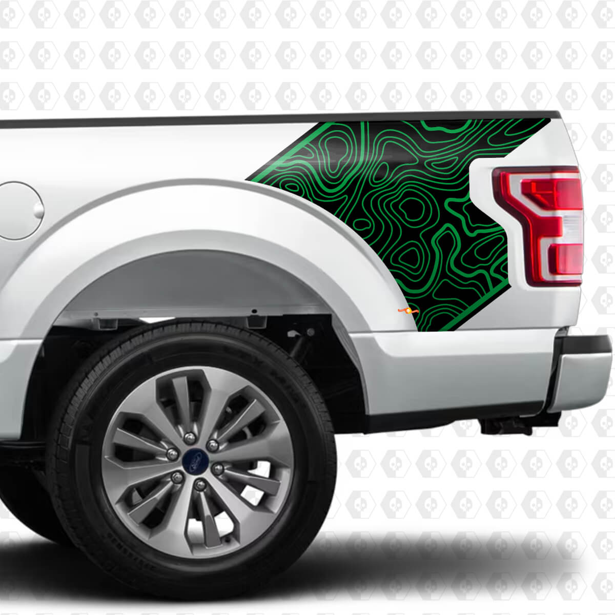 Pair Topographic Map Side Bed Graphics Decal Sticker for Ford F150 Raptor 