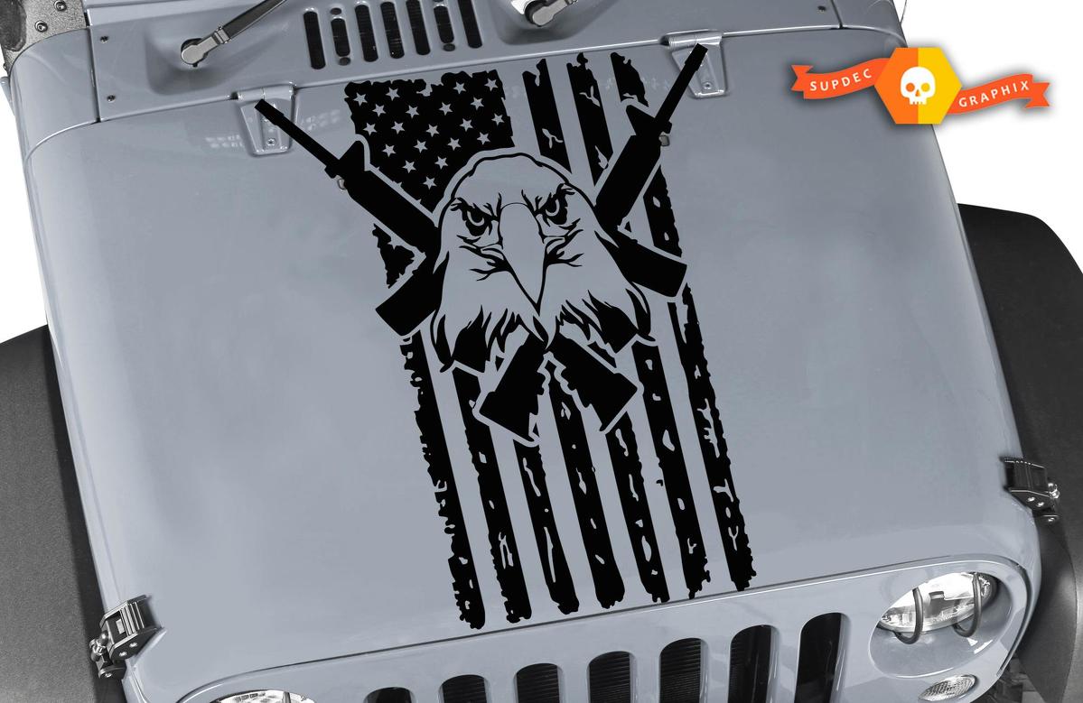 MOLON LABE USA Flag Distressed Bald Eagle Wrangler Vinyl Hood Sticker Decal TJ LJ JK