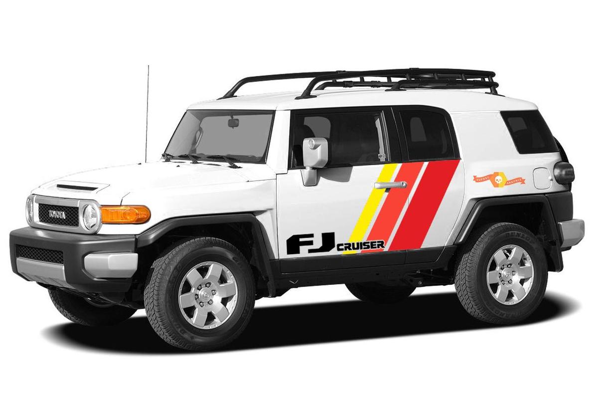 Toyota FJ Cruiser side Door three stripes vinyl Decal Sticker with logo
