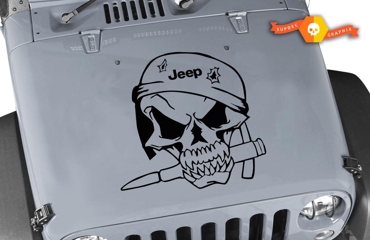 Jeep Wrangler Military Soldier Skull Vinyl Hood Sticker Decal TJ LJ JK 20
