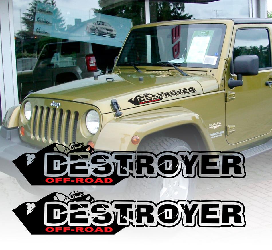 Pair of DESTROYER Wrangler Decal set Jeep stickers hood fender graphic TJ JK CJ YJ rubicon
