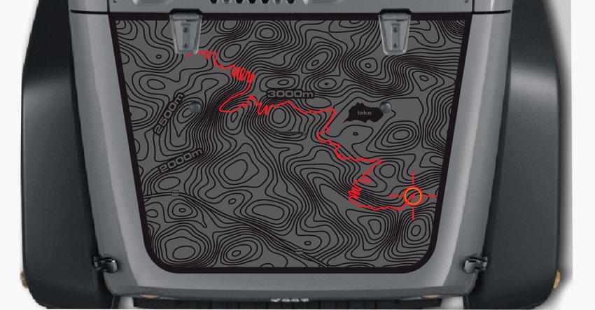 Jeep Wrangler Blackout BLACK map adventure trip Vinyl Hood Sticker Decal TJ LJ JK Unlimited