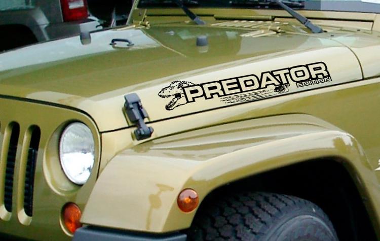 PREDATOR jeep wrangler hood side vinyl decal stickers any color
