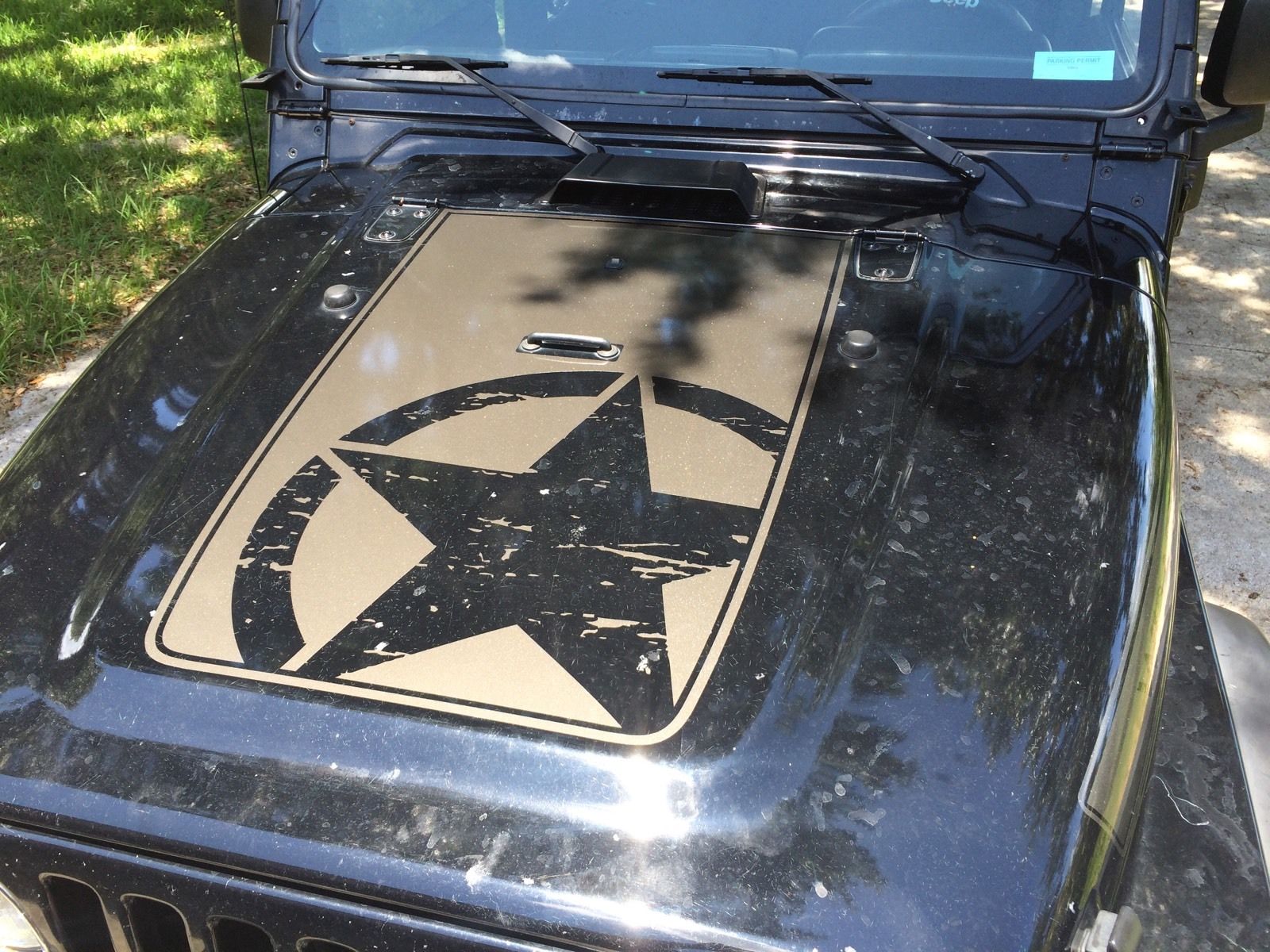 Jeep Wrangler TJ Vinyl Distressed Army Star Hood Sticker Decal TJ U PICK COLOR