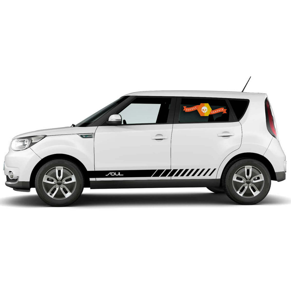 Pair SOUL Angled Side Door Racing Stripes Graphic Stickers Decals FOR KIA SOUL
