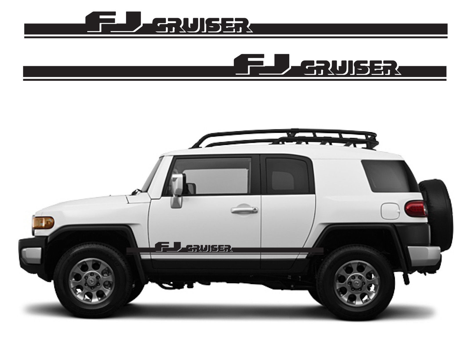 FJ CRUISER Toyota FJ Sticker Decal Vinyl Angled Side Door Racing Stripe Graphics 5
