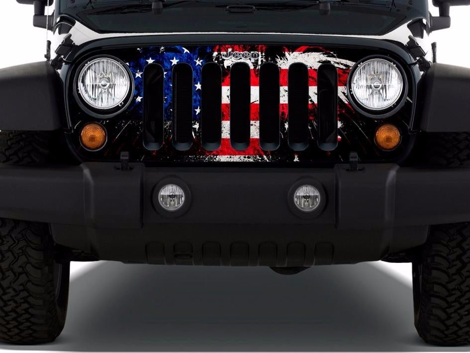 US flag bird Grill Wrap Vinyl Sticker Decal fits to Wrangler Rubicon TJ LJ JK Unlimited