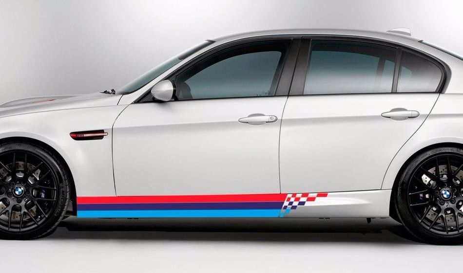 BMW M renkli damalı şeritler YAN kapı M3 M5 M6 e92 e46 e vinil Etiket çıkartma
