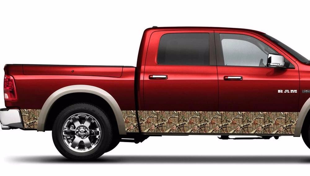 Camouflage Camo Wrap rocker panel realtree Vinyl Sticker Decal fits to RAM TUNDRA F150
