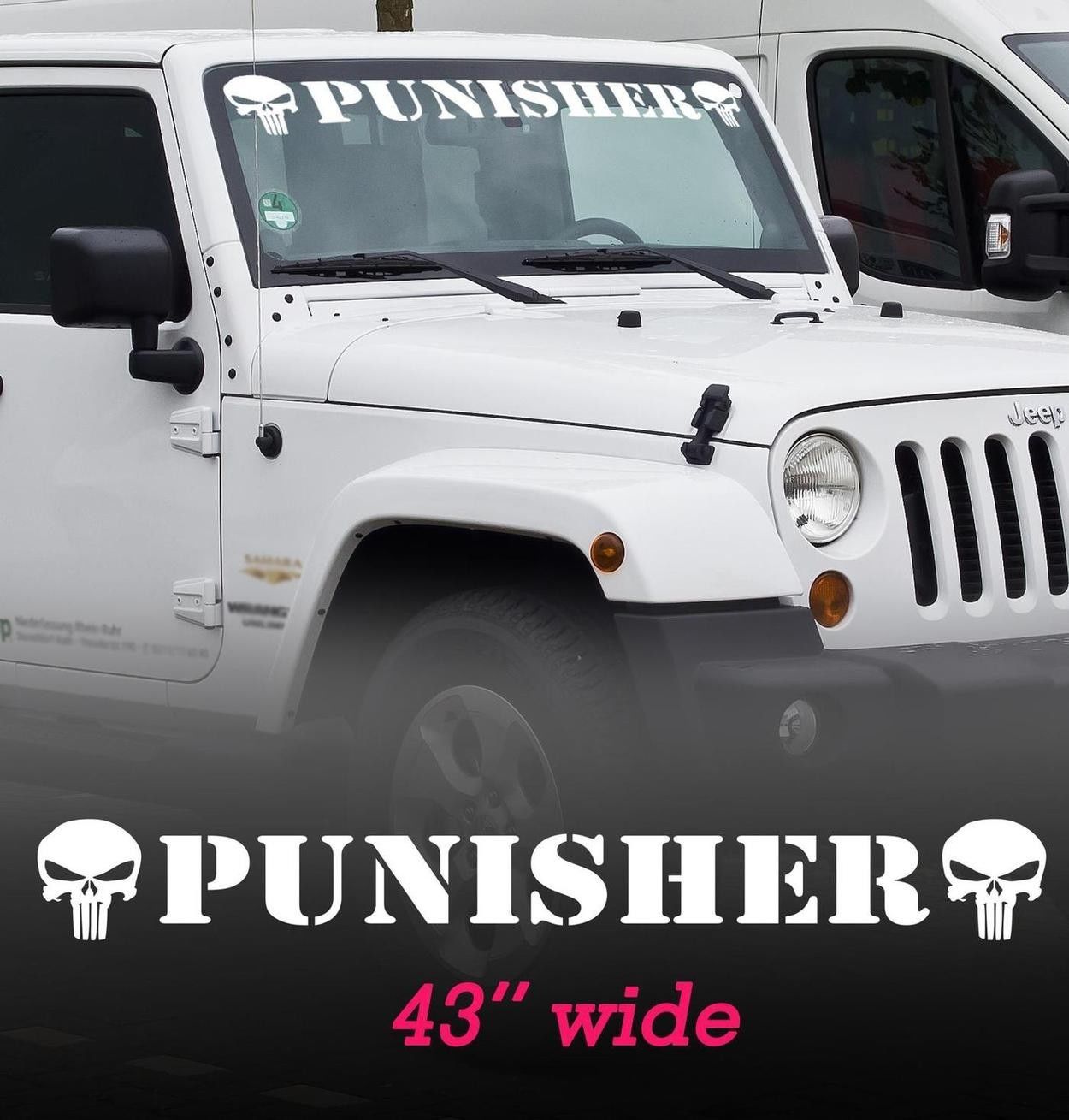 Punisher Windshield Vinyl Decal Sticker for WRANGLER RUBICON SAHARA JK TJ RAM F150