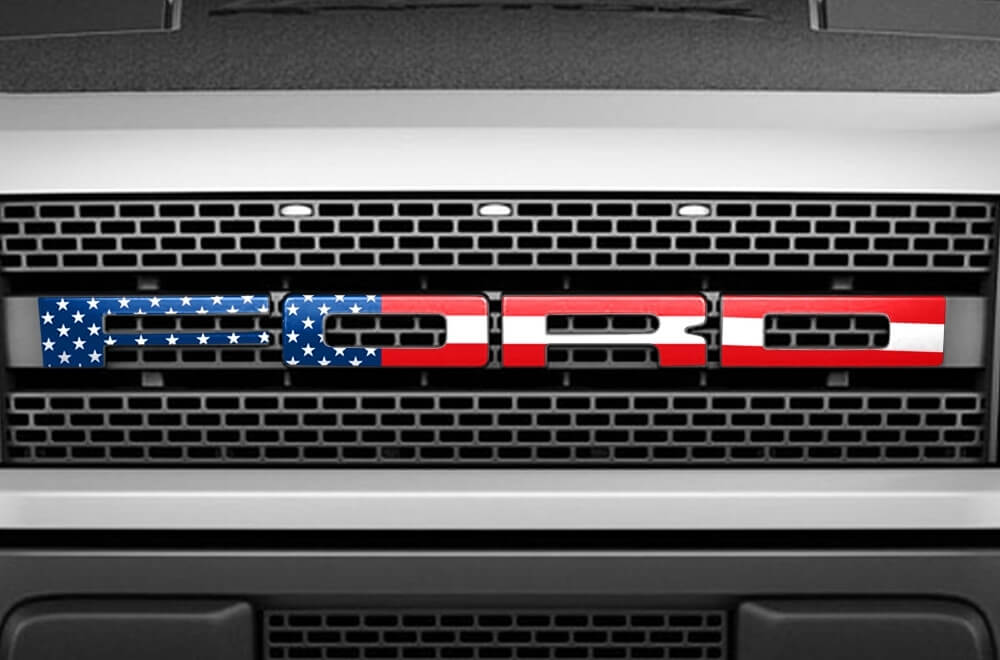 Ford Raptor Grille Insert Stickers Decals (2010-2014) diseño de bandera estadounidense
