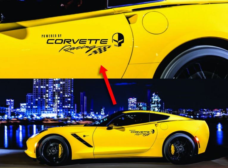 Corvette Racing 1 pair logo Vinyl Graphic Stickers Decals C3 C4 C5 C6 C7 ZO6 ZR1 Stingray