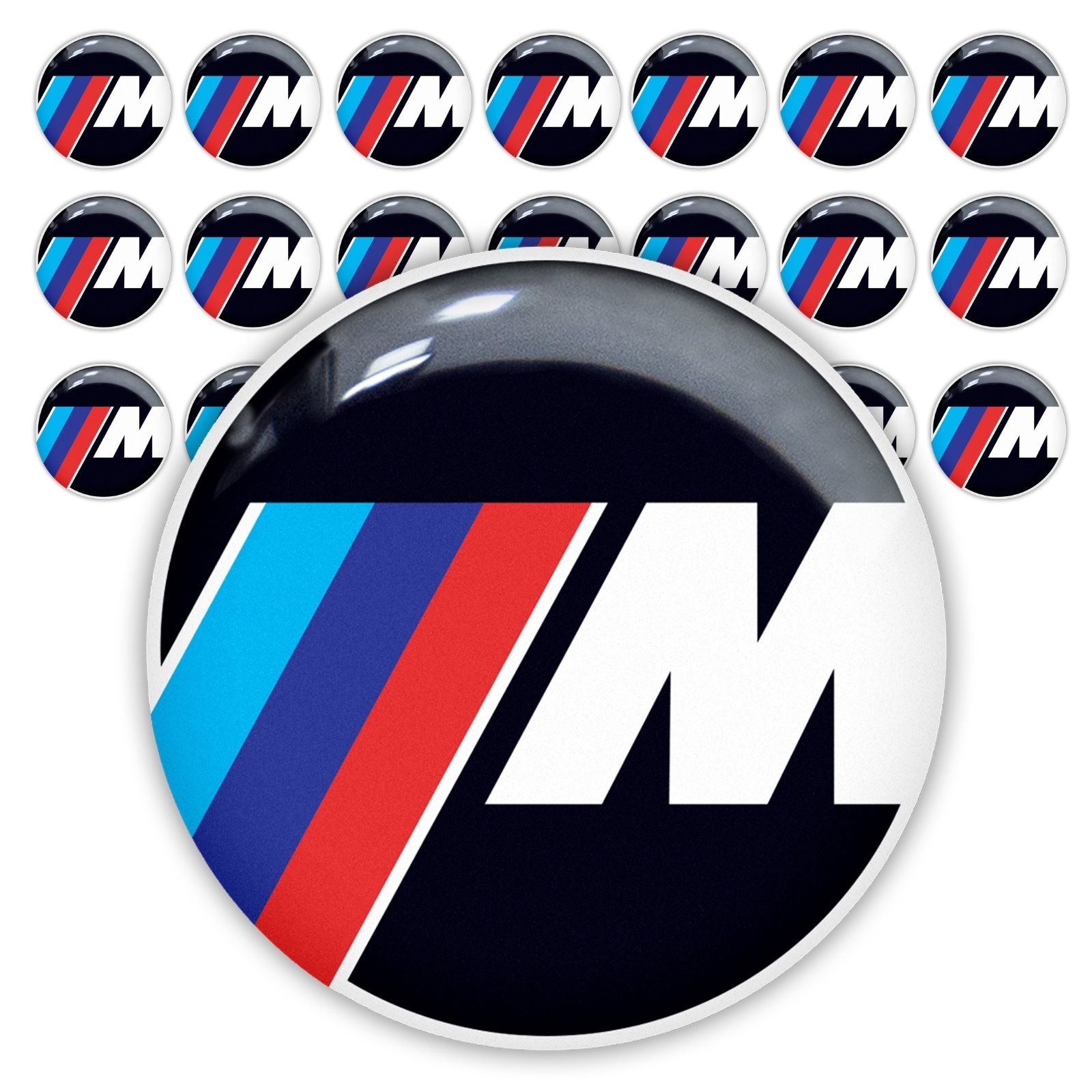 21pc BMW M Power Performance 25mm 3d domed sticker decal emblems