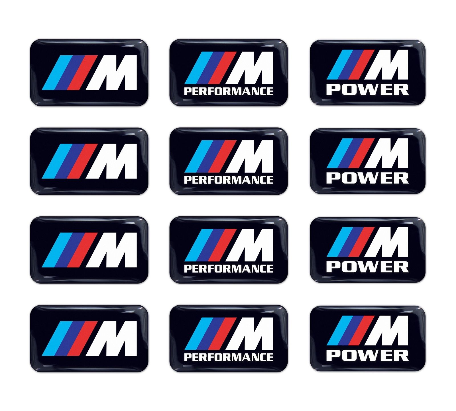 12pc BMW M Power Performance 3d domed sticker decal emblem wheel key fob