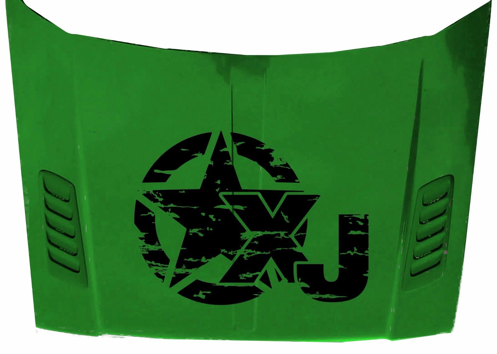 Distressed style XJ star hood Sticker Decal fits Jeep XJ Cherokee made in USA