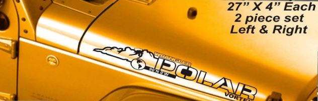 Pair Jeep Wrangler Polar Vortex Vinyl Hood Stickers Decals JK JKU 2007-2016