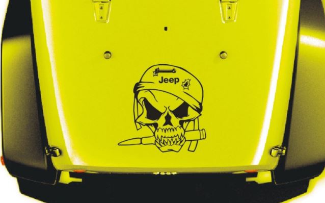 Jeep Wrangler Military Soldier Skull Vinyl Hood Sticker Decal TJ LJ JK 23  X 23