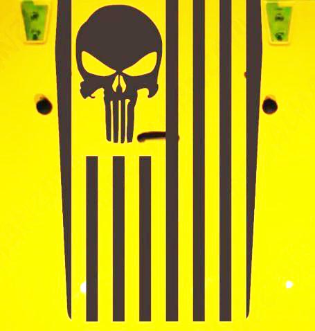 Jeep Wrangler Blackout The Punisher Flag Vinyl Hood Sticker Decal TJ LJ JK JKU