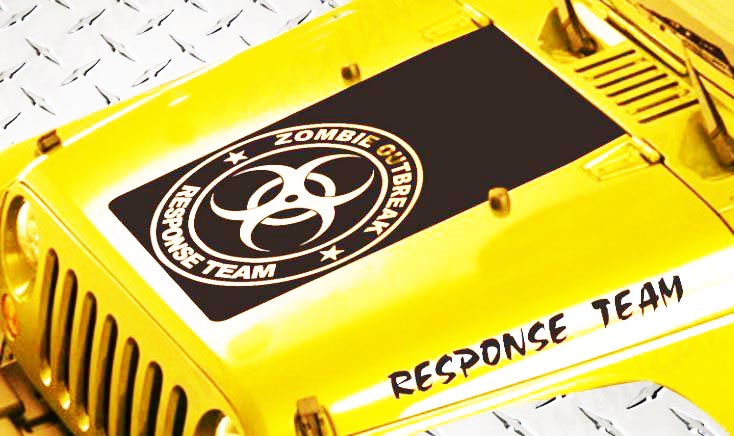 Jeep Wrangler Blackout zombie Outbreak 3 pc set vinyl hood Stickers Decals JK JKU LJ TJ