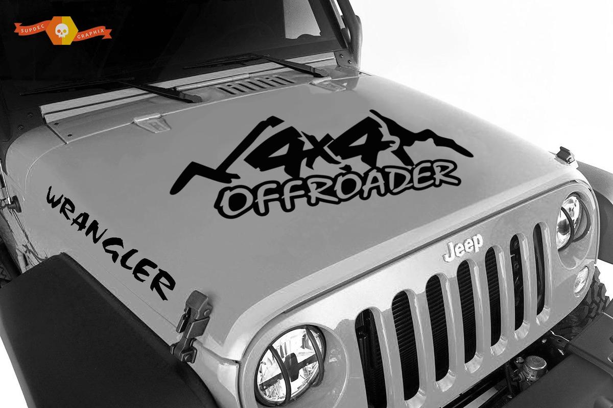 Jeep Wrangler 4x4 OFFROADER 3 piece set Vinyl Hood Stickers Decals TJ LJ JK JKU