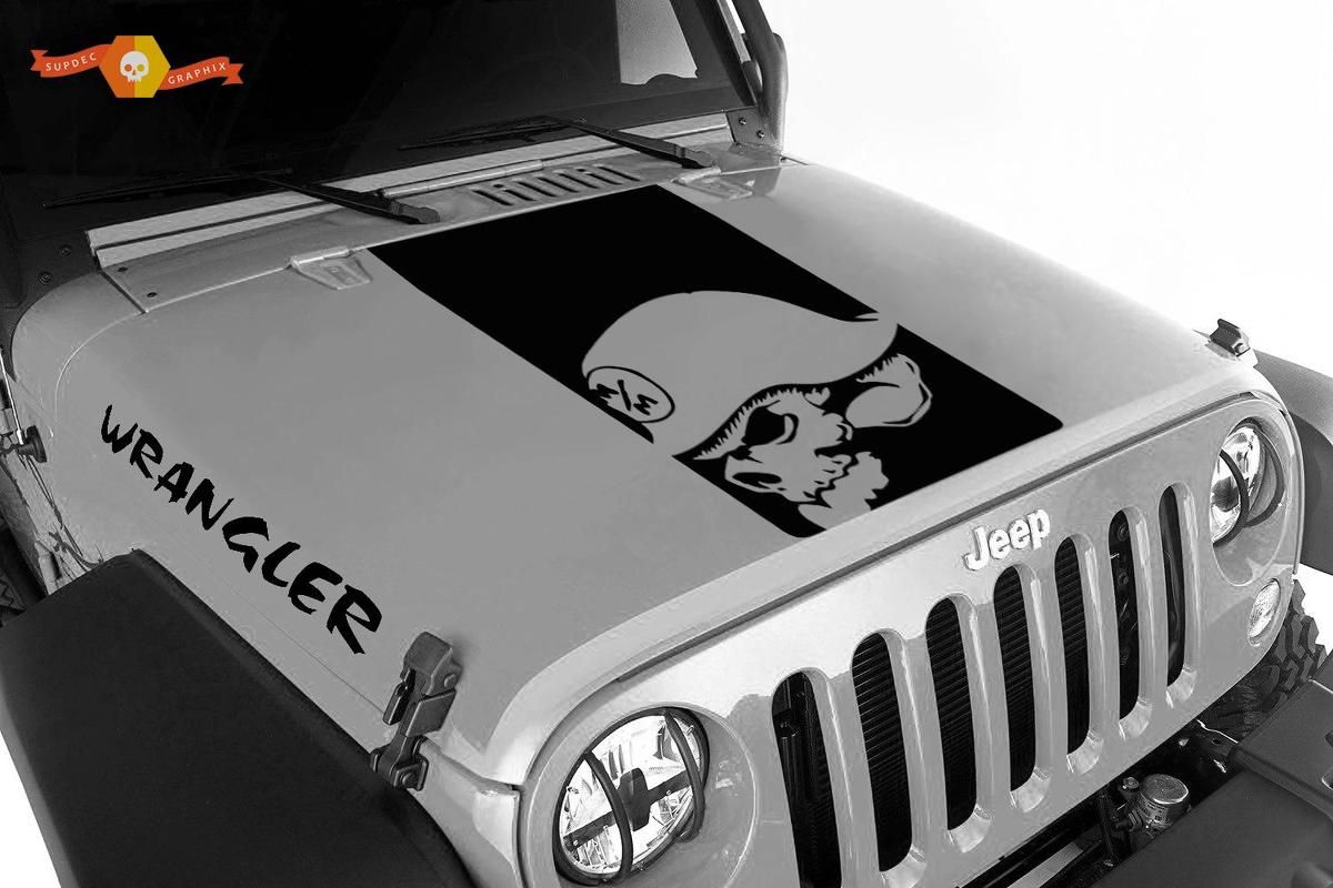 Jeep Wrangler Blackout metal mulisha head 3 pc set vinyl hood Stickers Decals JK JKU LJ