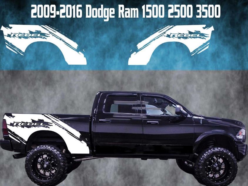 2009-2016 Dodge Ram Vinyl Sticker Decal Graphic Rebel Truck Bed Stripes 1500 2500 3500