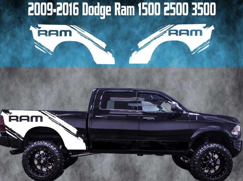 2009-2016 Dodge Ram Splash Vinyl Sticker Decal Graphic Truck Bed Stripes 1500 2500 3500