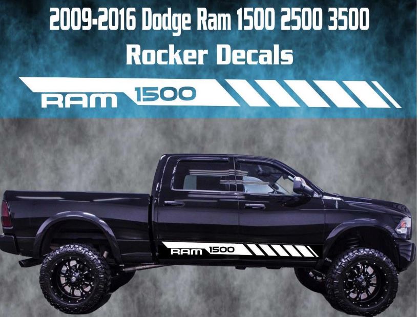 2009-2016 Dodge Ram Rocker Stripe Vinyl Sticker Decal Graphic Racing 1500 Rebel Hemi