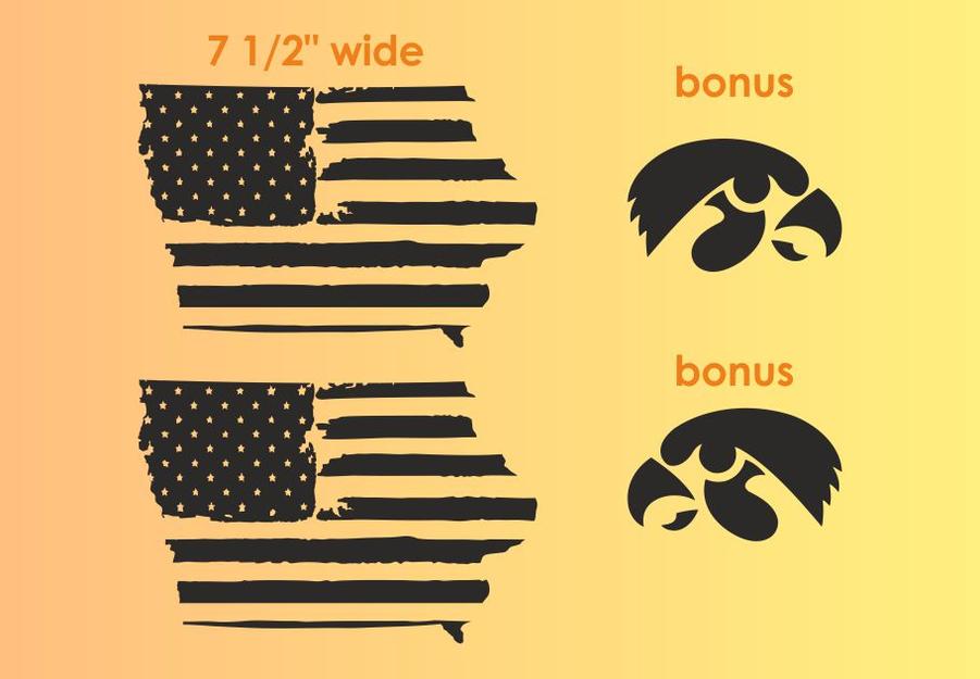 Jeep Map of Iowa a state of United States flag Distressed Wrangler Left and Right Stickers Decals