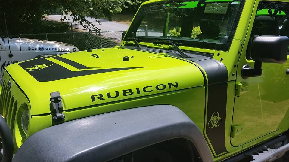 Kit of Jeep Rubicon Hood Wrap Blackout stripe Zombie edition apocalypse biohazard Decal Sticker