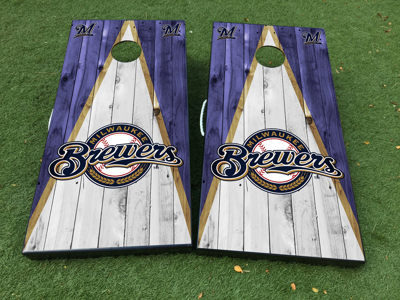 Milwaukee Brewers Cornhole Board Game Sticker Decal VINYL WRAPS with LAMINATED