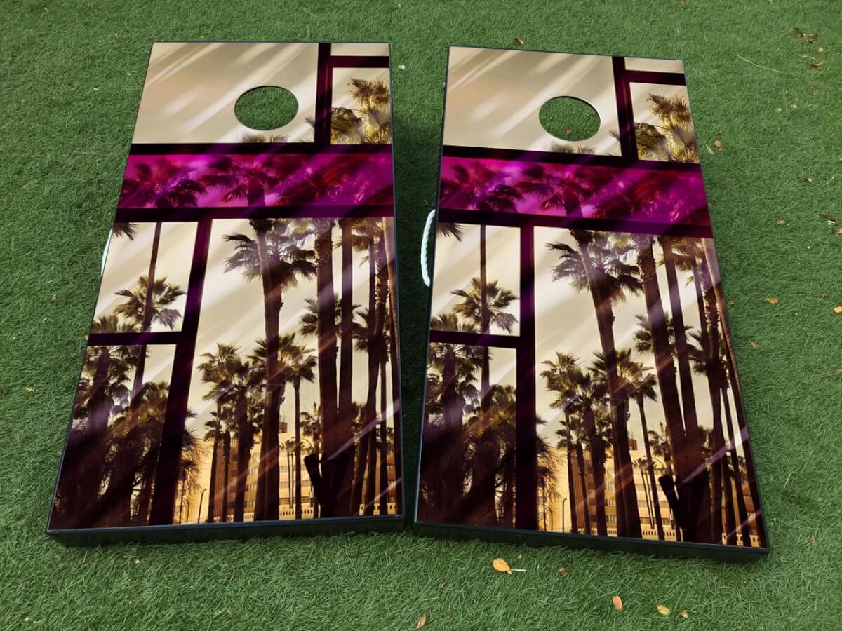 Miami Cornhole Board Game Sticker Decal VINYL WRAPS with LAMINATED