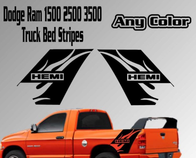 Dodge Ram Vinyl Sticker Decal Graphic Truck Bed Stripes Hemi Flames Daytona 1500 2500