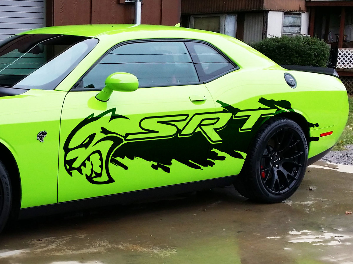 Dodge Challenger Charger SRT Hellcat Splash Grunge Hell Cat Vinyl Sticker Decal Graphic