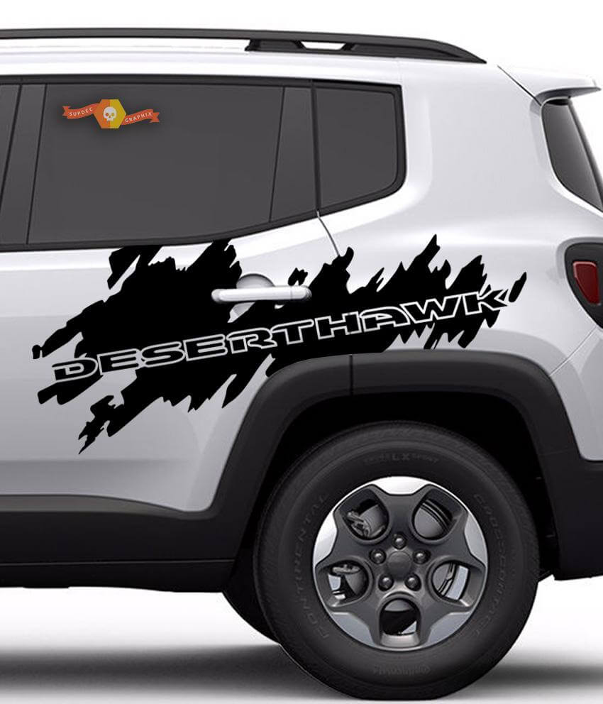 Jeep Renegade DesertHawk Side Splash Splatter Graphic Vinyl Sticker Decal Desert Hawk 2018 2023
