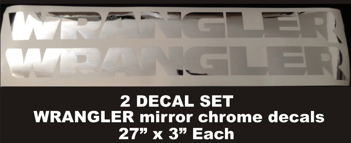 Set of 2 Jeep WRANGLER Mirror Chrome vinyl fender Stickers Decals JK JKU LJ TJ