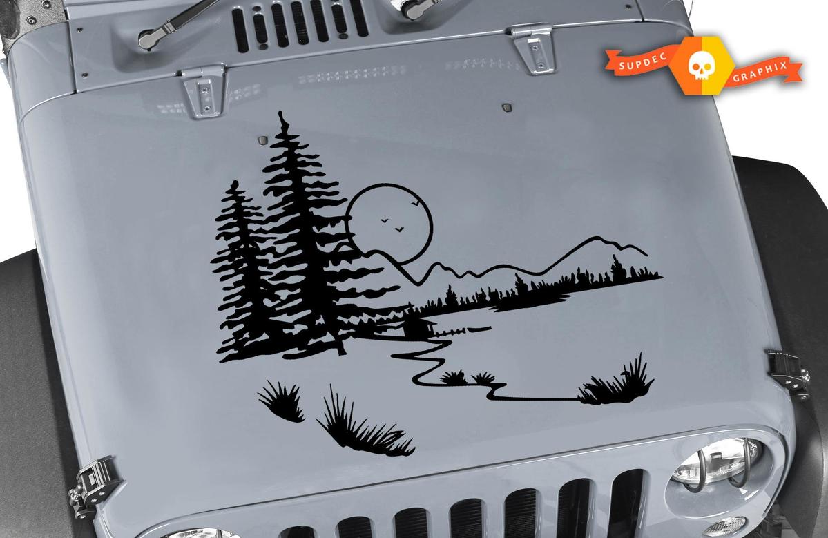 Hood Nature +2 FREE Star Stickers Decals Vinyl Graphic JEEP WRANGLER JK TJ