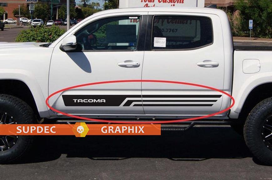 2x Angel stripes Decal Sticker Vinyl Bed Side Rocker Panel Stripe Body Kit For Toyota Tacoma