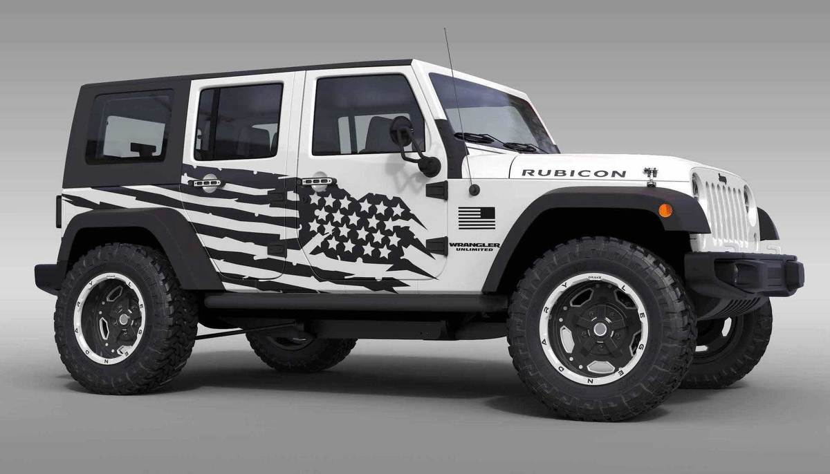 US flag theme splash Stars Graphic Sticker Decal for 07-17 Jeep Wrangler Unlimited JK 4 Door