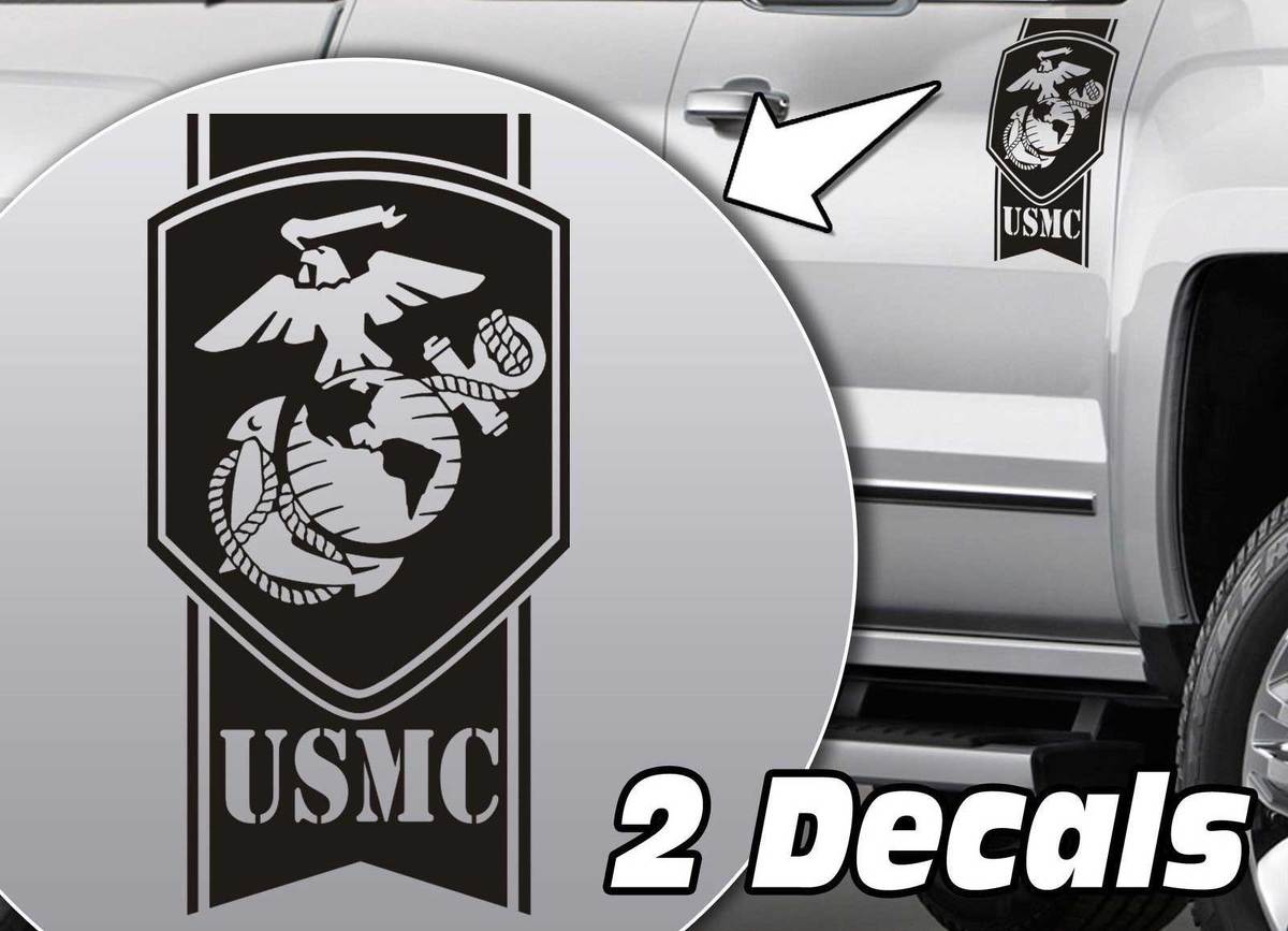 Military Army USMC Globe stripes Truck Bed side Decal Stickers fits to Dodge Ram Chevy Silverado Ford F150 Toyota Tundra
